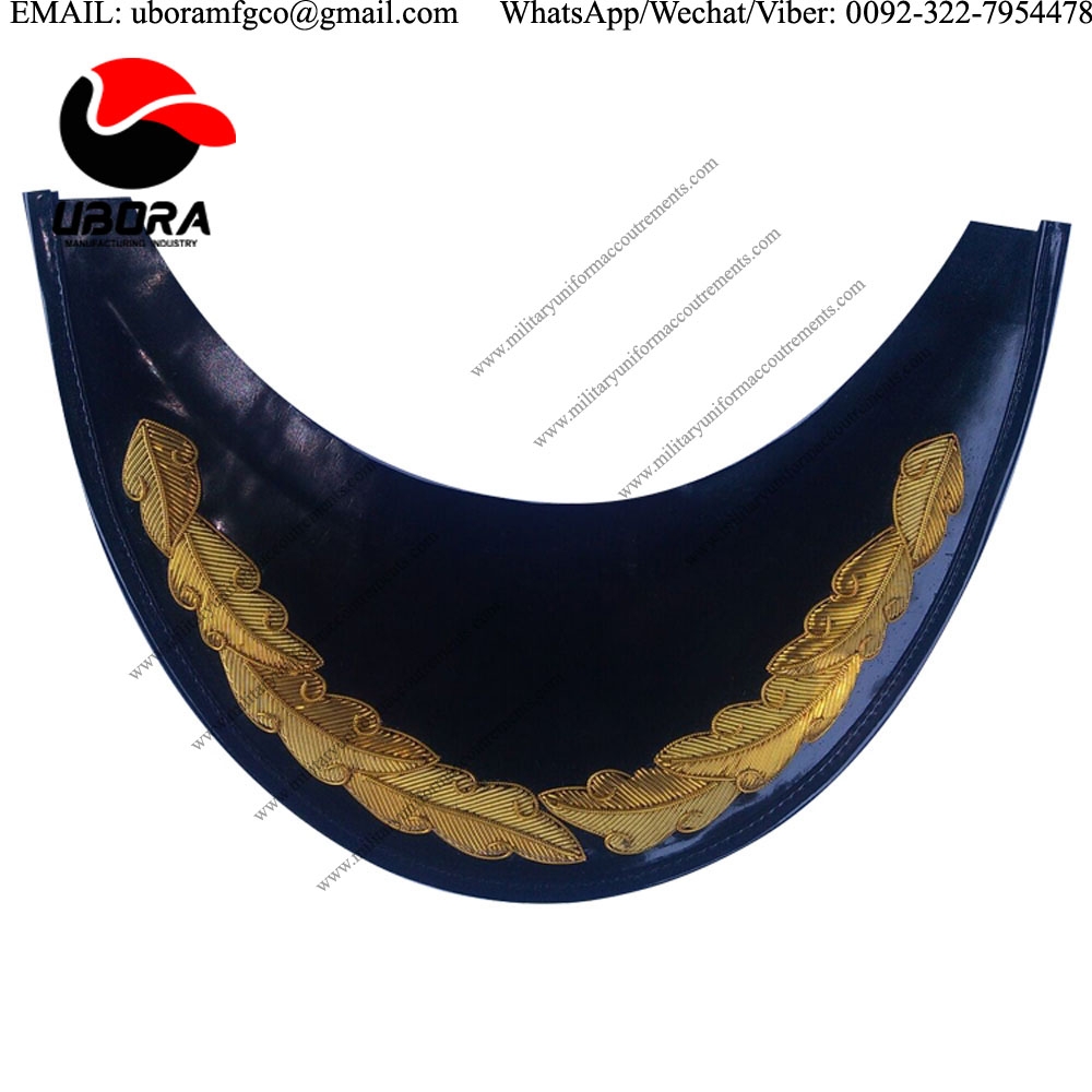 Single oakleaf hat peak Gold bullion wire hand embroidery visor cap accessories supplier